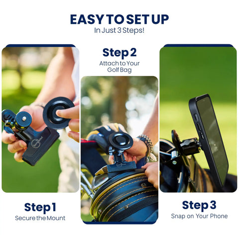 Golf Bag Phone Holder Clip On Mount With MagSafe Easy Quick Setup No Extra Gear Needed Sturdy Clip Fits Any Phone