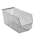 Mesh Stack And Hang Part Organizer Chrome Bins For Garage And Workshop See Through Heavy Duty Wire Storage Bins 5 Pack