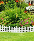 Arched White Garden Edging 33 Feet Long With 60 Plastic Stakes Flexible No Dig Lawn Border for flower beds and plants