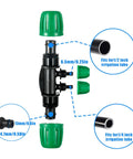 10 Pcs 4 Way Anti Leak Barbed Drip Irrigation Tee Connectors For 1/2 Inch ID To 1/4 Inch OD Tubing With Locking Buckle