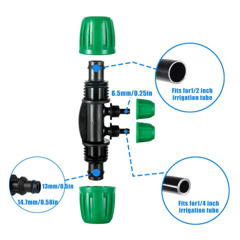 10 Pcs 4 Way Anti Leak Barbed Drip Irrigation Tee Connectors For 1/2 Inch ID To 1/4 Inch OD Tubing With Locking Buckle