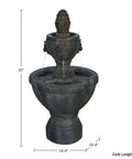 2 Tier Outdoor Fountain In Polyresin With Lion Head Details And Realistic Stone Look Yard Art With Calming Water Sound For Patio Deck Lawn Or Garden Easy Setup And Low Maintenance