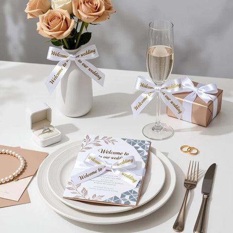 Pretty Slick Portable Label Maker With Bluetooth Pairing And Durable Mono Ribbon Tape For Totally Neat Home Desks And Dorms Super Pocket Sized Sticker Creator displayed with wedding decor like flowers, invitations, and champagne.