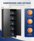 Beefy 75 Inch Rolling Metal Garage Storage Cabinet With Locking Doors And Adjustable Shelves Heavy Duty Steel Tool Cabinet For Home Garage Workshop Or Warehouse Rust Resistant And Scratch Resistant