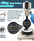 O-ring tested on durometer showing 70.5 hardness, suitable for home plumbing repairs and auto maintenance, Buna N 70A rubber.