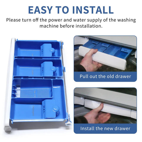 Dispenser Drawer Assembly For Front Load Washer Replaces WH42X34717 White Durable ABS Plastic With Smooth Sliding Fit Compatible With Matching Replacement Parts WH42X34191 And Related Models installed in washer