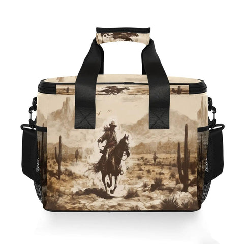 Desert Cowboy Style Insulated Lunch Bag With Comfortable Shoulder Strap 15L Reusable Cooler Box, tear-resistant polyester