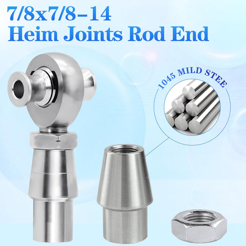Beefy 7/8-14 Heim Joint Rod End Kit With 7/8-1/2 HMS Spacers And.120 Wall Bung Chromoly Panhard Bar For Steering And Suspension Traction Bars And Steering Linkage Two Sets With Right And Left Hand Threads, 7/8-14 heim joint and bung