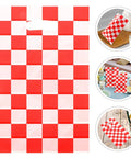 Race Car Themed Gift Bags With Handle Pack Of 50 Portable Lightweight Plastic Candy Bags Checkered Pattern for parties