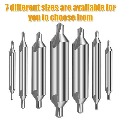 7 Piece M2 High Speed Steel Center Drill Bit Set with 60 Degree Countersink for Lathe and Metalworking Sizes 1.0 1.5 2.0 2.5 3.0 4.0 5.0 Durable Sharp Bits For Clean Holes