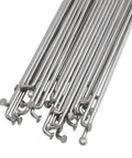 Stainless Steel Bicycle Spokes 260mm 10.2 Inch 14G For Mountain And Road Bikes Includes 14mm Spoke Caps Ultra Durable Rust Resistant MTB Spokes Set Of 36, close-up view showing hooked ends.