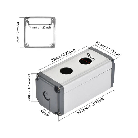 Dual Hole 16mm Aluminum Push Button Station Box With PG7 Cable Gland Heavy Duty Enclosure for Electrical Projects