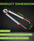 Heavy Duty Manual Strapping Sealer Fits Half To Three Quarter Inch PP Or PET Polyester Strap Delivers Dead Tight Crimps Every Time on a black background.