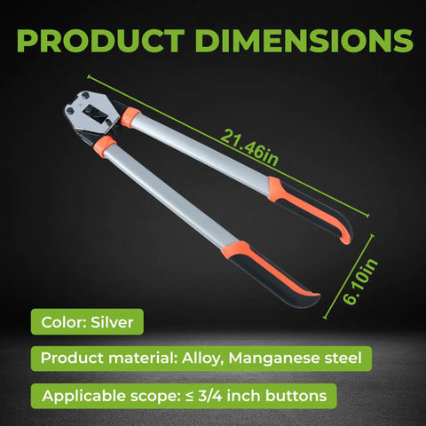 Heavy Duty Manual Strapping Sealer Fits Half To Three Quarter Inch PP Or PET Polyester Strap Delivers Dead Tight Crimps Every Time on a black background.