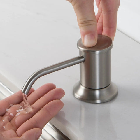 Multi Purpose Kitchen Soap And Lotion Dispenser In Spot Free Stainless Steel With Self Priming Pump in use