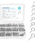 Eye Screws Set 581 Pcs Assorted Sizes 0.39in 0.59in 0.67in 0.75in 0.87in 1in 1.22in 1.5in Self Tapping Metal Eye Hooks Kit