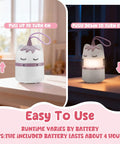 Two Pack Unicorn Themed Kids Camping Lanterns With RGB Multicolor Lights Battery Powered, shows on/off instructions in daytime and nighttime settings