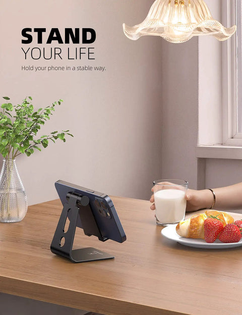 Go-To Adjustable Phone Stand For Desk Universal Cradle Dock For 4-8 Inch Smartphones Including iPhone 17 Through 12 And More