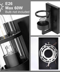 Black Industrial Wall Light Fixtures With Clear Glass Wall Mount Sconces Vintage Style Sconce Lamp For Living Room Bedroom And Hallway Matte Black Finish Explosion Proof Glass Shade Bulb Not Included with mounting hardware and E26 base