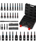 55 Piece Magnetic Nut Driver Set For Impact Drill Deep And Shallow SAE And Metric with case and accessories.