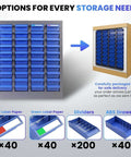40-drawer bolt bin organizer cabinet with ABS drawers, heavy-duty metal storage cabinet for nuts, bolts, screws, garage use.