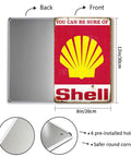 Kickass Vintage Metal Tin Signs Set Of Six Retro Garage Wall Decor featuring Shell design, 12x8 inches, durable sheet metal.