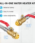 Three Quarters Inch Flexible Water Heater Hoses Kit 24 Inch Stainless Braided Connectors With Ball Valve Push To Connect
