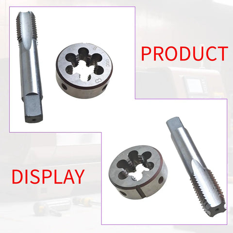 One Inch Eight TPI Tap And Die Set UNC Right Hand 4 Flute Straight Tap And Round Die High Speed Steel HSS Precision Metalworking Tool Kit