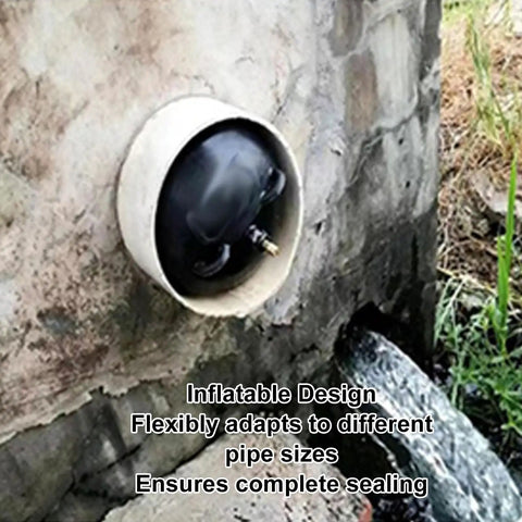 Inflatable Ball Pipe Plug For Quick Drainage Leak Sealing, Portable And User Friendly shown installed in a pipe