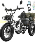 Electric Tricycle For Adults With 750W Peak 1350W Motor And Fat Tire Power 20x4 Folding E Trike 48V 13Ah Battery Three Wheel Ebike With Front And Rear Basket Differential Ultra White Up To 50 Miles In PAS Mode, folding trike with baskets