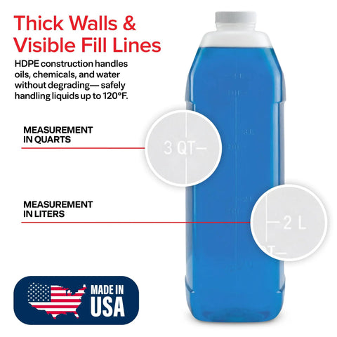 1 Gallon Water Jug BPA Free Empty Container With Leak Proof Cap Made From Food Grade Plastic, showcases marked measurements