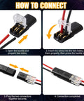 50 Pcs D2 Quick Connect Wire Connectors for LED Strip Lights two pin with locking buckle and no tools needed guide