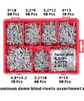 Aluminum Dome Head Blind Rivet Kit 570 Pieces With 3 Drill Bits For Quick Easy And Solid Fastening Dope Heavy Duty Pop Rivet Set For Automotive Marine And DIY Projects, assorted sizes in red case