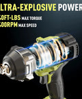 Beefy Half Inch Cordless Impact Wrench With 295 Ft Lbs Torque brushless motor cutaway showing internal mechanism