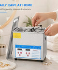 Top Tier Three Liter Ultrasonic Cleaner With Quick Heat Mode And Digital Timer, Straight Up 40 Khz Deep Wash scrubbing glasses.