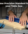 Premium Table Saw Miter Gauge Kit Featuring An Adjustable Fence For Dead On Angles And Crisp Woodworking Cuts That Shoot Straight Every Time, demonstrating hands-on use.