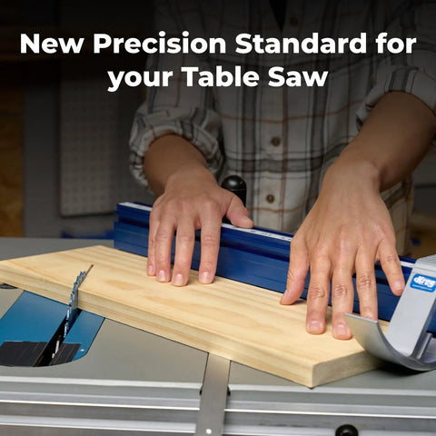 Premium Table Saw Miter Gauge Kit Featuring An Adjustable Fence For Dead On Angles And Crisp Woodworking Cuts That Shoot Straight Every Time, demonstrating hands-on use.