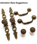 Vintage Bronze Patina Finish Cabinet Hardware Set Of 10 6.3 Inch Post Spacing Retro Flower Pattern Bar Pulls Ergonomic Grips
