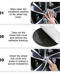 Installation steps for Premium Heavy Duty 4 Pack Wheel Hub Center Caps In Silver Universal 56 Mm Vinyl Hubcap Decals.