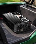 Heavy Duty 1500W Power Inverter 72V To 120V Pure Sine Wave for Golf Cart showcasing clean setup in a green cart.
