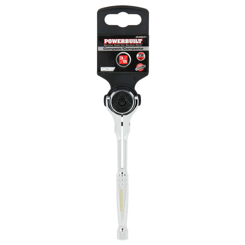 Swivel Head Three Eighths Inch Drive Ratchet Rotating 72 Tooth Mechanism With 270 Degree Head Turn 5 Degree Swing For Ultra Tight Spaces