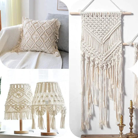 Thick 1 Inch Natural Cotton Craft Rope 100 Ft Four Strand Twisted Cord Soft White Macrame String wall hanging decor.