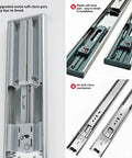 Five Pairs Soft Close Drawer Slides 20 Inch Heavy Duty Side Mount Ball Bearing 3 Section Full Extension 100Lb Capacity Silver For Cabinets