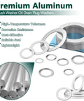 Oil Drain Plug Gasket Kit With 18 Size Aluminum Crush Washers, 1-2mm Thick, M6 To M24, Anti Leak, Corrosion Resistant Coating
