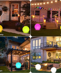 14 Inch LED Ball Light Outdoor Indoor Globe Lamp With Remote Rechargeable Dimmable RGB Color Changing Waterproof Orb for Pathway, Lawn, Garden, Yard.