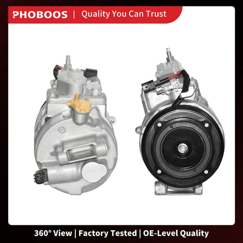 Straight Swap AC Compressor With Clutch For Ford Edge And Fusion Plus Lincoln MKZ showing 360° view, silver metal, heavy-duty design.