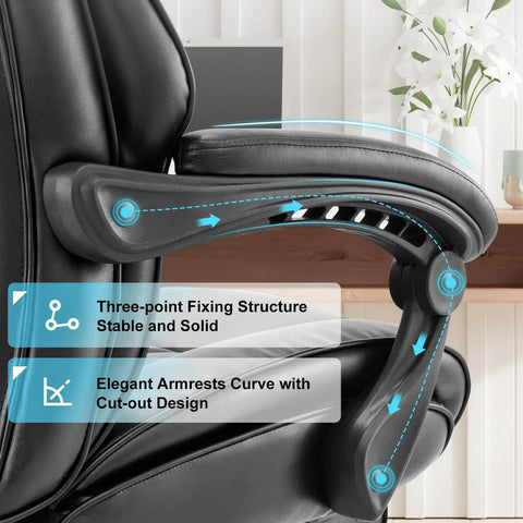 Ergonomic Office Chair With Retractable Footrest And Removable Lumbar Pillow For All Day Comfort featuring detailed armrest design