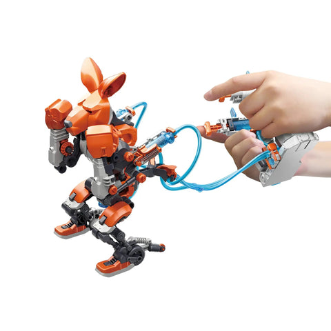 Hands controlling Hydraulic Boxing Bots STEM Experiment Kit Build Two Hydraulic Powered Boxing Robots Explore Water Powered Systems