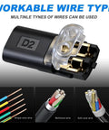 Get A Fast Fix With Double Wire Locking Plugs, 30 Pcs Of 2 Pin Pluggable Connectors That Skip The Strip Job For Home Lighting And Quick Wiring Jobs Without Tools. Black 2-pin wire locking plug, D2, for single, multicore, and soft core wires