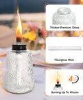 Three Pack Glass Tabletop Torches For Outdoor Vibes With Citronella Oil Fuel Canisters Wicks And Caps Refillable Glass Lanterns
